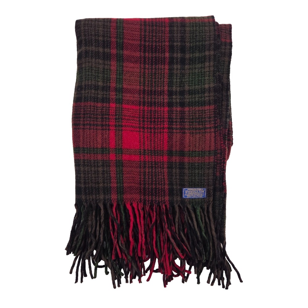 VTG 30s 40s Pendleton Red Tartan Plaid Wool Fringe Throw - 62x54 EUC